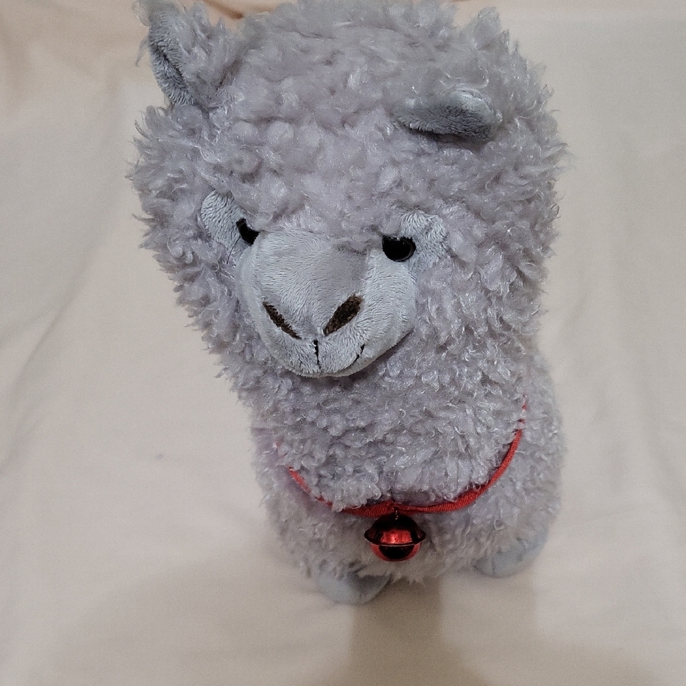 Gray and Red Plush Llama Stuffed Animal